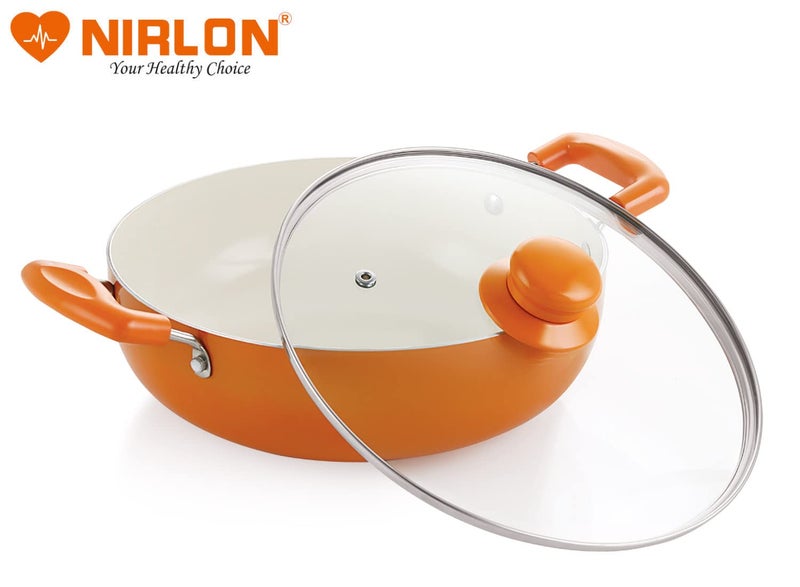 Nirlon Ceramic Non-Stick Aluminium Induction Friendly Cooking Kadhai,3.1 Liter, Orange - Image 5