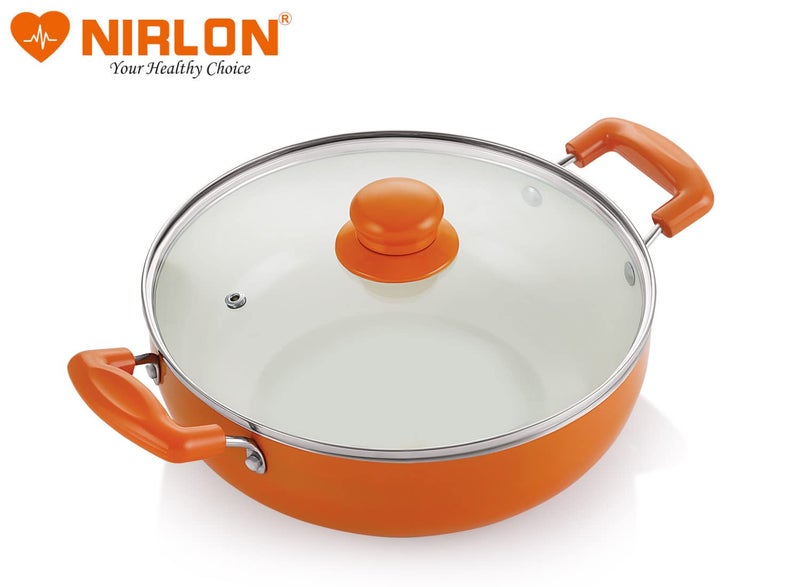 Nirlon Ceramic Non-Stick Aluminium Induction Friendly Cooking Kadhai,3.1 Liter, Orange - Image 4