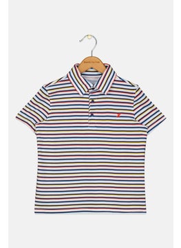 Andy & Evan Kids Boy Short Sleeve Strip Polo T-shirts, Multicolor  - Image 1