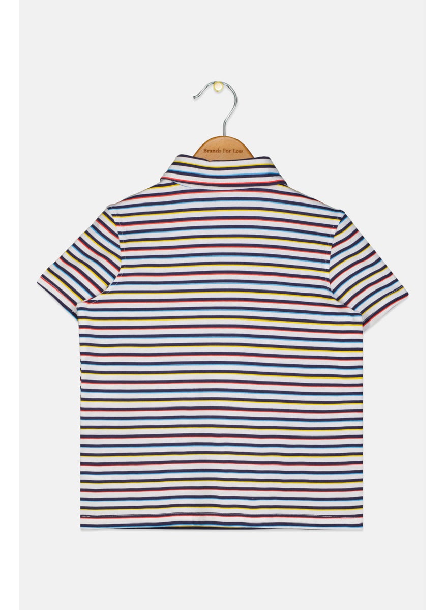 Andy & Evan Kids Boy Short Sleeve Strip Polo T-shirts, Multicolor  - Image 2