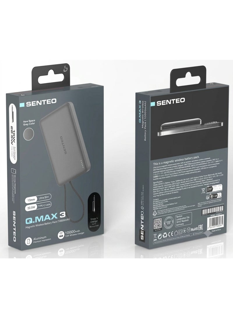 سينتيو باور بنك SENTEO Q.MAX 3 Slim بسعة 10000 مللي أمبير وقوة 15 واط - Image 2