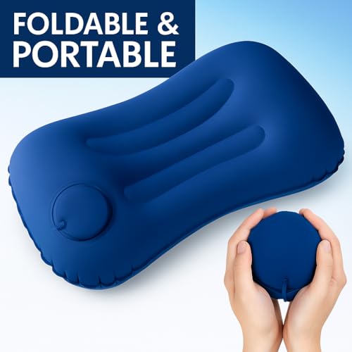 CRESSNOVA Ultralight Inflatable Air Pillow – Compact Travel Gear for Train, Hiking & Camping | Air Pillow for Sleeping | Pillow for Flight Travel | Travelling Companion, (Blue) - Image 2