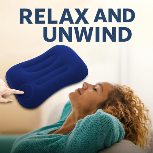 CRESSNOVA Ultralight Inflatable Air Pillow – Compact Travel Gear for Train, Hiking & Camping | Air Pillow for Sleeping | Pillow for Flight Travel | Travelling Companion, (Blue) - Image 4