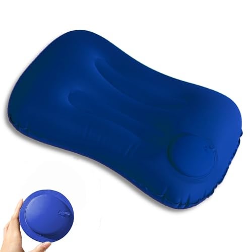 CRESSNOVA Ultralight Inflatable Air Pillow – Compact Travel Gear for Train, Hiking & Camping | Air Pillow for Sleeping | Pillow for Flight Travel | Travelling Companion, (Blue) - Image 1