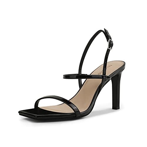Modatope Womens Sandals Open Toe Strappy High Heel Sandals Black Ankle Strap Sandals for Women Size 8 - Image 1