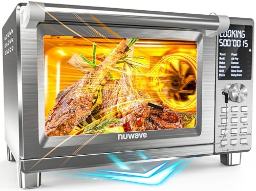 Nuwave Bravo XL Pro Air Fryer Toaster Oven with Grill Combo, 2025 New Ultra-Fast Convection System, 35% Crispier, 2X More Even, 142 Presets, 50-500F, Smarter Probe, PFAS Free, 30QT, Stainless Steel - Image 1