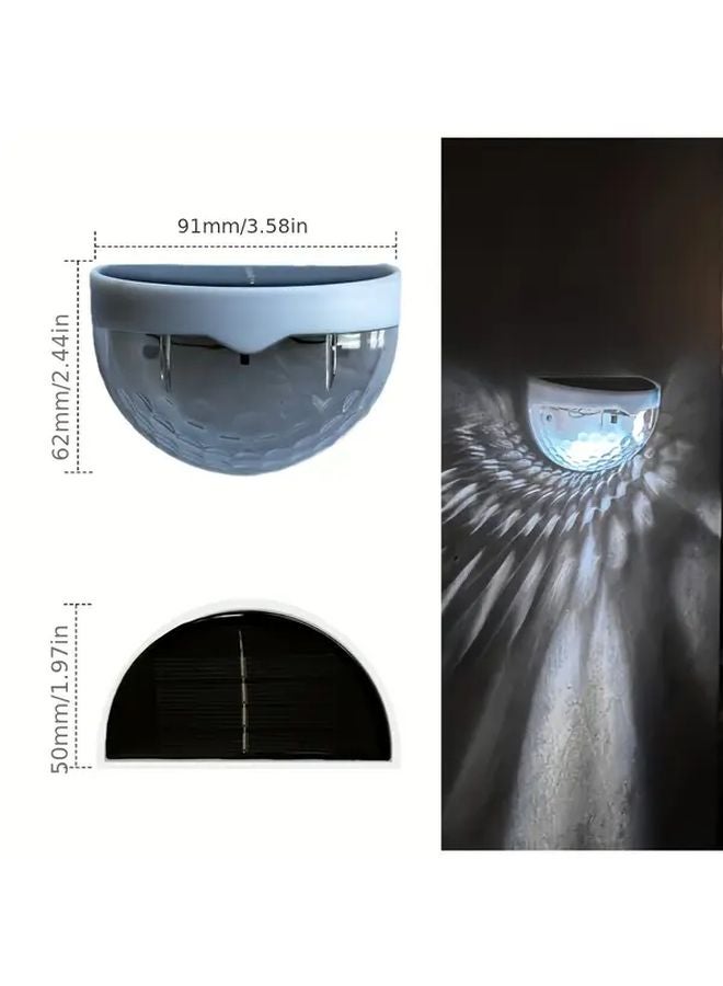 ضوء شمسي أبيض 4 قطع 6 لمبة شبه دائري مصباح حائط خارجي للحديقة - Image 1