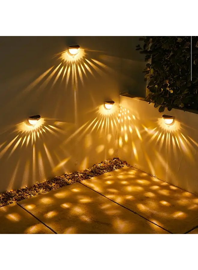 ضوء شمسي أبيض 4 قطع 6 لمبة شبه دائري مصباح حائط خارجي للحديقة - Image 5