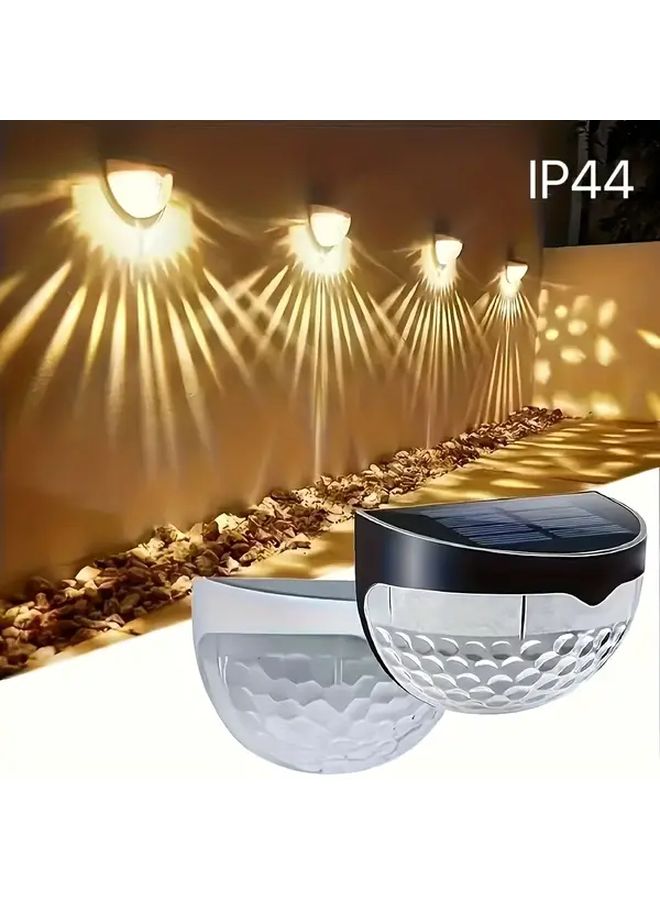 ضوء شمسي أبيض 4 قطع 6 لمبة شبه دائري مصباح حائط خارجي للحديقة - Image 2