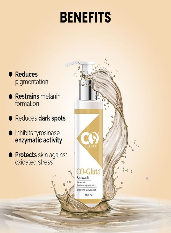 CO Luxury Glutathione Skin Brightening Face Wash 100ml & Cream 30gm Set | With Vitamin C, E, Kojic Acid | For Glowing, Even-Toned Skin | For Men & Women - Image 5