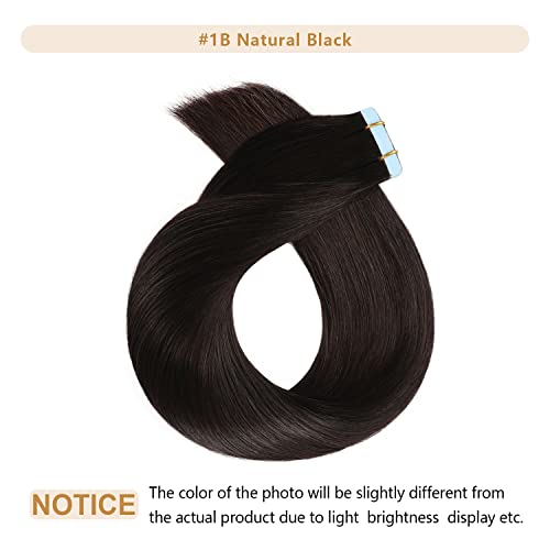 YILITE Tape in Hair Extensions Human Hair 22 inches 20pcs 50g Silky Straight Hair Tape in Hair Extensions Off Black Real Human Hair Extensions - Image 2