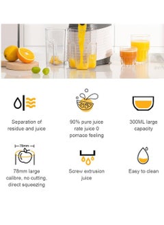 sokany Slow Masticating Juicer, Slow juicer, Fruit/Vegetable Juicer, Cold Press Juicer with High Output 300W JE-32 White  - Image 3