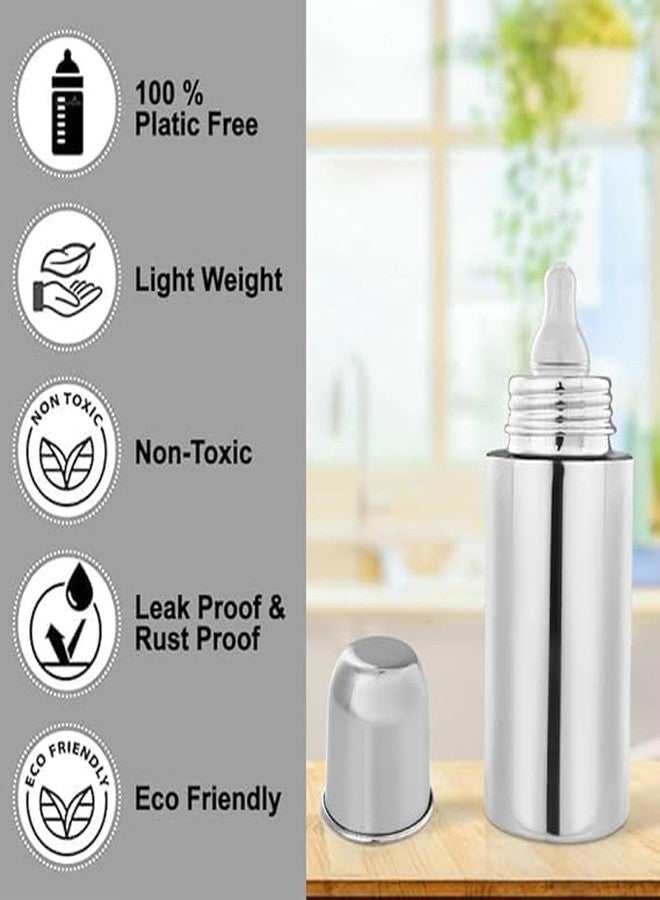 DIGIVEENAL Pack of 1 Feeding Bottle Joint Less 304 Grade No Joints BPA Free No Plastics New Born Baby/Toddlers/Infants for Drinks/Juice/Milk/Water (240 ml) - Image 5