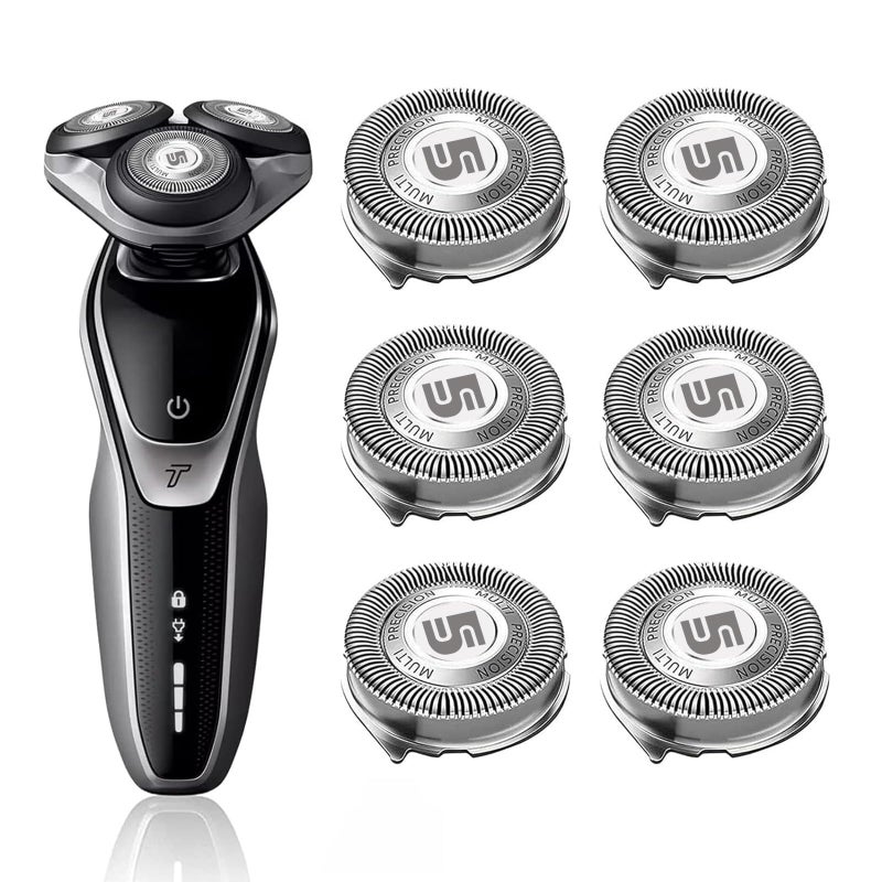 innobeaut رؤوس استبدال SH50 لسلسلة Philips Norelco 5000 (S5xxx، AT7xx، AT8xx، PT7xx، PT8xx) - شفرات وقواطع ماكينة الحلاقة الكهربائية متوافقة مع سلسلة 5000، AquaTouch، PowerTouch - عبوة 6 قطع - Image 1