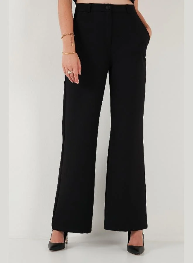 ليلا بنطلون نسائي واسع الساق بخصر متوسط مرتفع من قماش ليلا