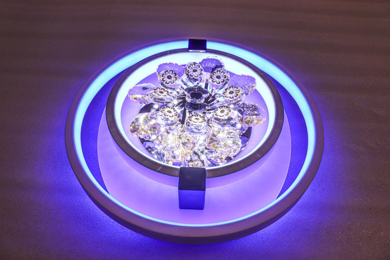 swanart Rotating Crystal Flower Chandelier: Modern LED Ceiling Light with Color-Changing Rings, Dimmable Pendant Fixture for Elegant Home Lighting & Decor - Image 5
