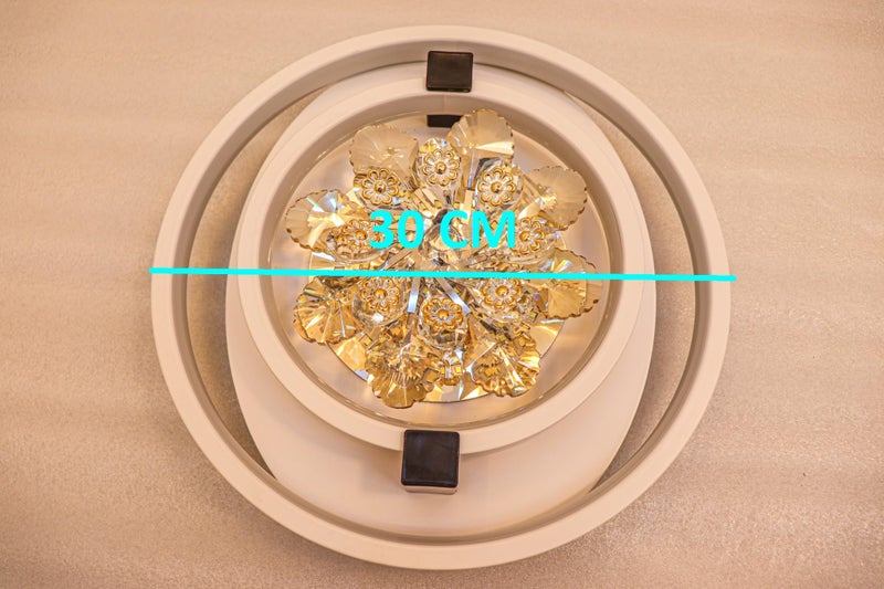 swanart Rotating Crystal Flower Chandelier: Modern LED Ceiling Light with Color-Changing Rings, Dimmable Pendant Fixture for Elegant Home Lighting & Decor - Image 2