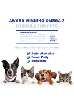 Marimer MARIMER Snip Tips Omega-3 Fish Oil Liquid Supplement for Cats and Dogs, 180 Soft Gels with EPA & DHA & Vitamin E - Promotes Heart, Skin, Coat, Joint, & Immune Health for Pets  - Image 3