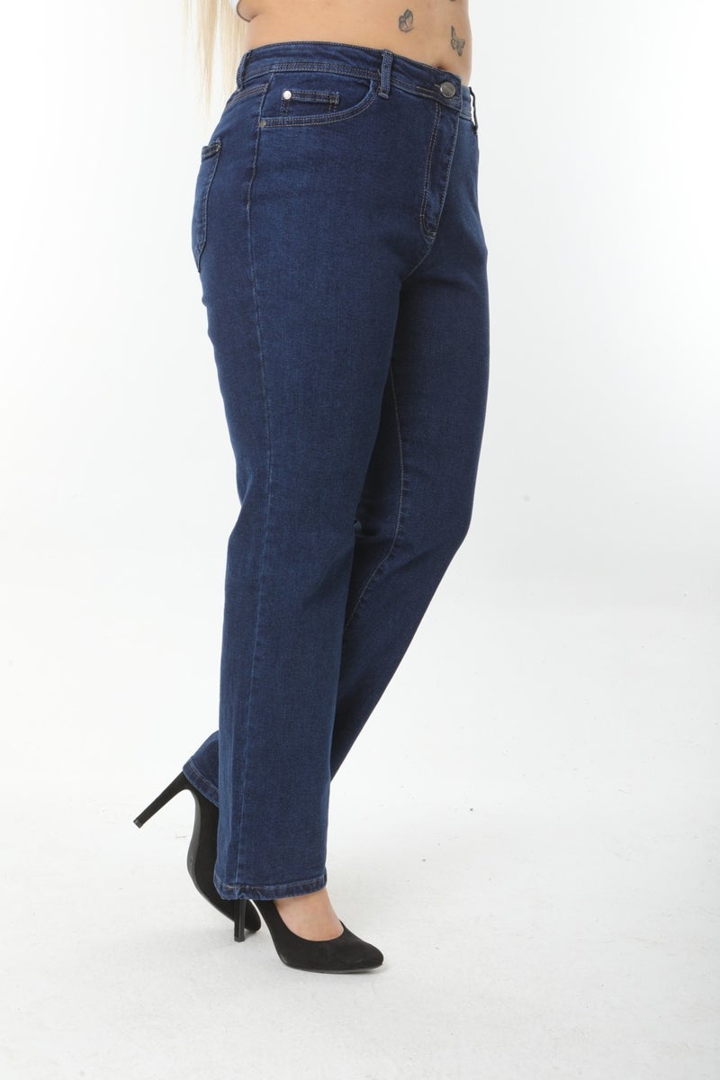 Straight Leg Relaxed Fit Lycra Women's Black Plus Size Jeans