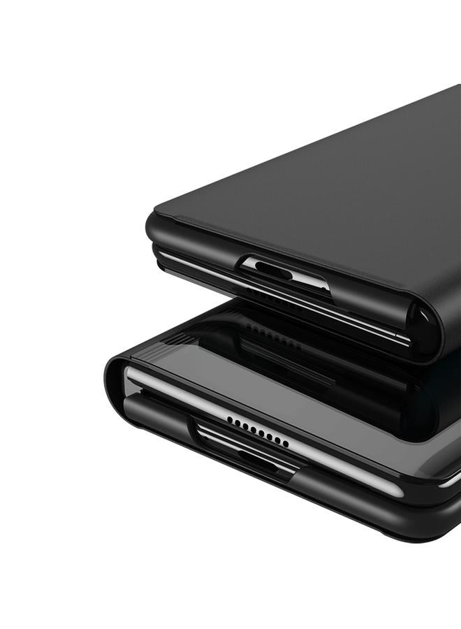 erorex Case For Samsung Galaxy Z Fold6 Plated Mirror Horizontal Flip Leather Case with Holder - Image 5