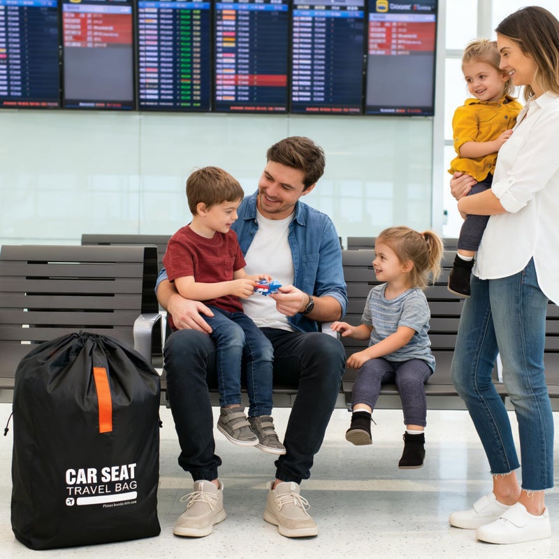 Kcicephine Car Seat Travel Bag for Airplane,Gate Check Storage Bag for Car Seat Airport,Universal Car Seat Bags Essentials for Air Travel,Perfect Family Vacations, and Parents with Infants, Black - Image 4