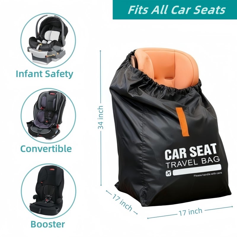 Kcicephine Car Seat Travel Bag for Airplane,Gate Check Storage Bag for Car Seat Airport,Universal Car Seat Bags Essentials for Air Travel,Perfect Family Vacations, and Parents with Infants, Black - Image 2