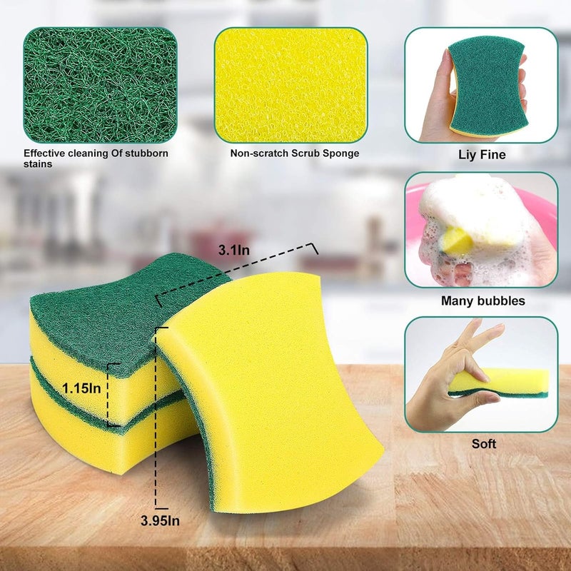 KASTWAVE Kitchen Cleaning Sponges, 24 Pack Eco Non-Scratch for Dish, Kitchen Dish Sponge, Sponges for Cleaning Kitchen and Household, Dish Sponges for Washing Dishes, Pots and Pans - Image 2
