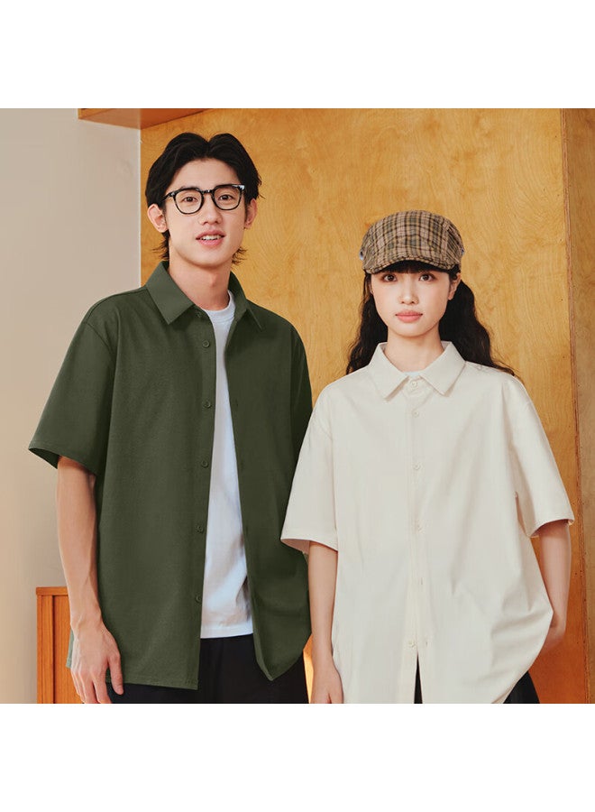 Geniolamode Men's Short Sleeve Shirt Summer Antibacterial Breathable Quick-drying Lightweight Simple Printed Knit Shirt Men's Clothing Light Beige XL - Image 1