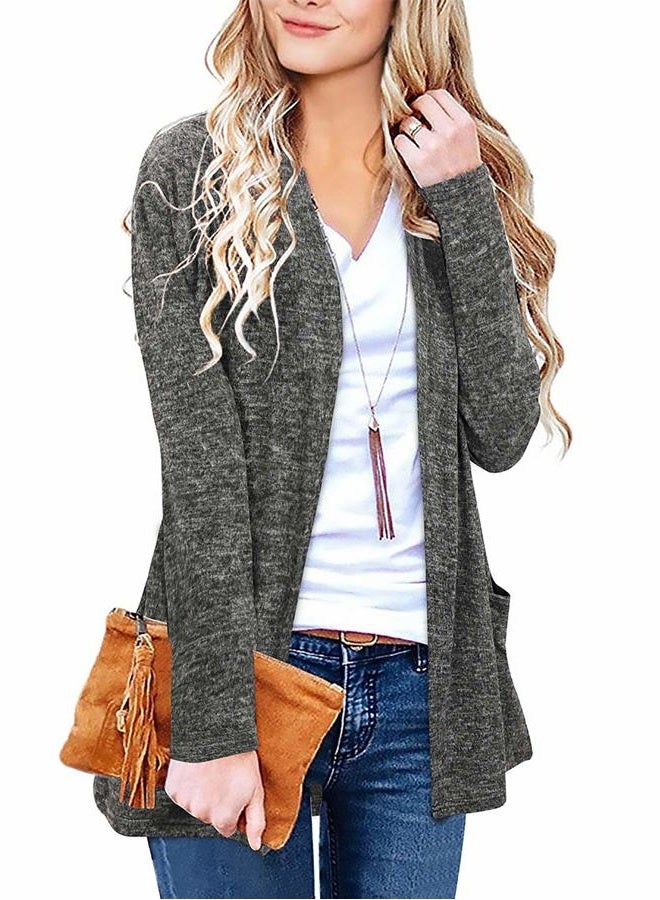 ULTRANICE Women's Long Sleeve Open Front Cardigan Casual Tops with Pockets(Gray,M) - Image 1