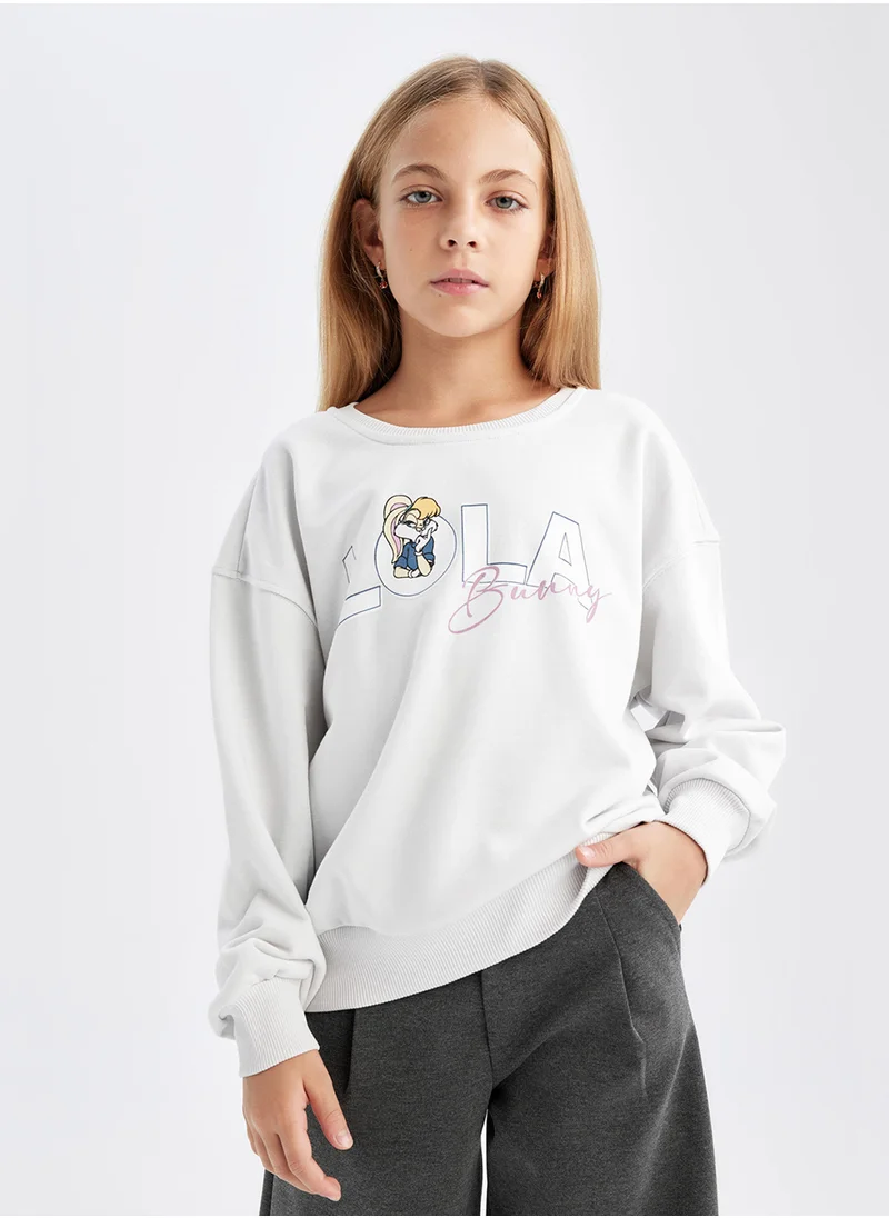 ديفاكتو Grey Looney Tunes Printed Relax Fit Crew Neck Sweatshirt