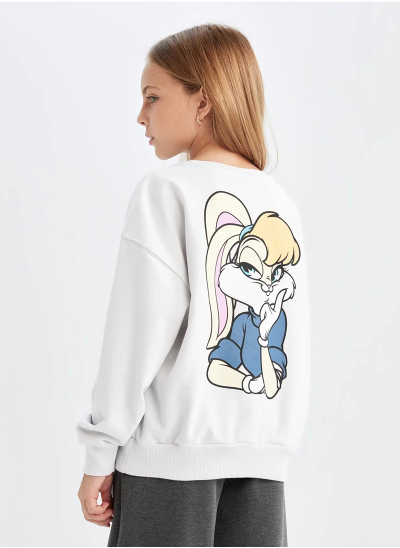 ديفاكتو Grey Looney Tunes Printed Relax Fit Crew Neck Sweatshirt