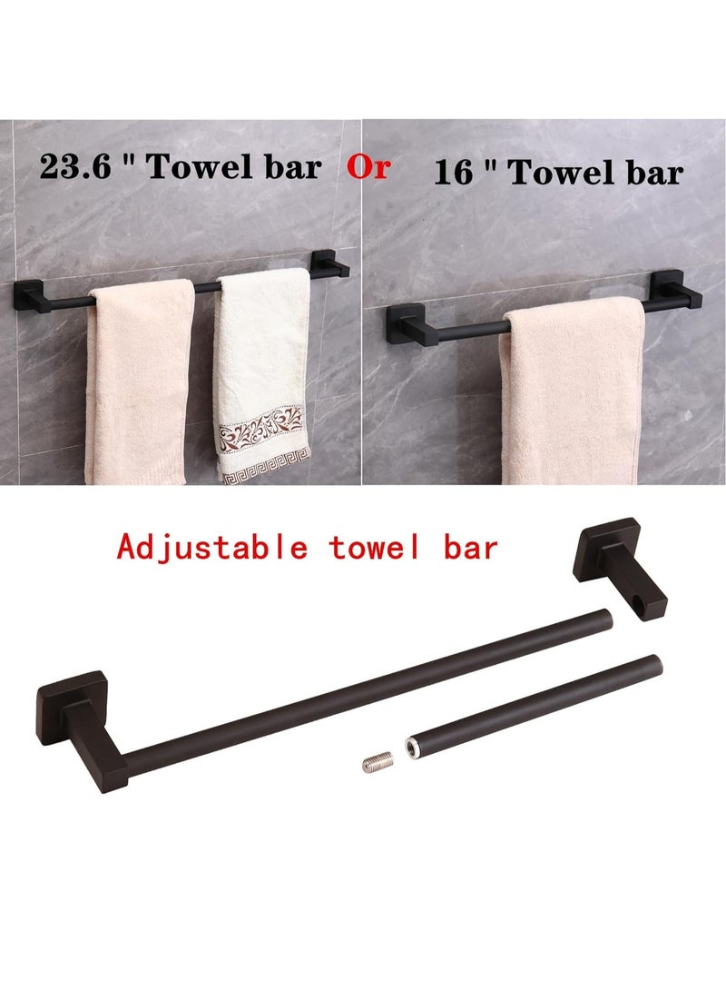 5 Pieces Black Bathroom Hardware Set,Wall Mounted 23.6 inch Towel Bar Set Matte Black,Towel Rack Set,Toilet Paper Holder,Matte Black Bathroom Accessories Set - Image 3