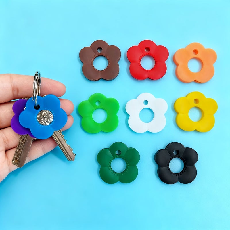 8pcs Random Color Flower Key Covers Set Durable Color Coded Key Protectors Home Office - Image 4