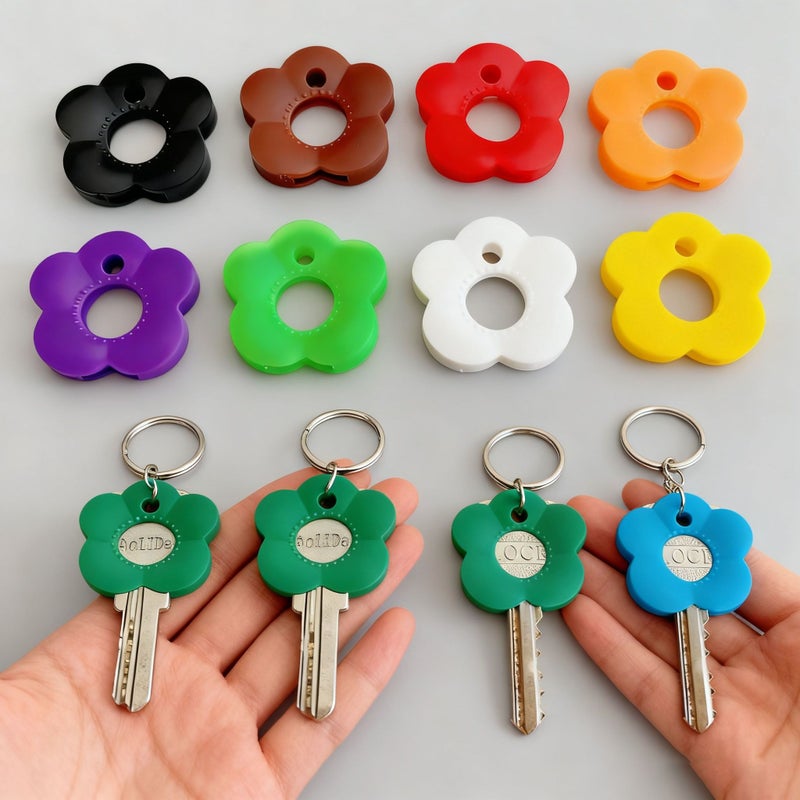 8pcs Random Color Flower Key Covers Set Durable Color Coded Key Protectors Home Office - Image 2