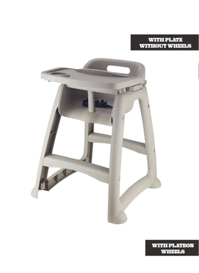Baby Life Baby Chair 0-4 Years Old Safe Stable Non-Toxic Plastic High Chair Easy To Clean Gray  - Image 2