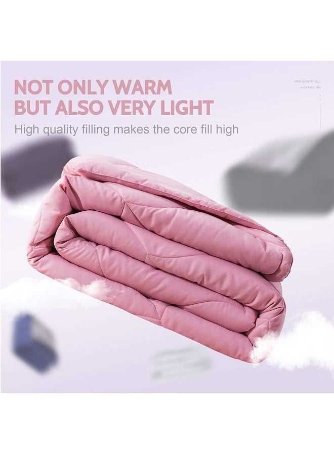 Decroom Lightweight Full Comforter Set with 2 Pillow Sham - 3 Pieces Set - Quilted Down Alternative Comforter/Duvet Insert for All Season - Pink - Full Size