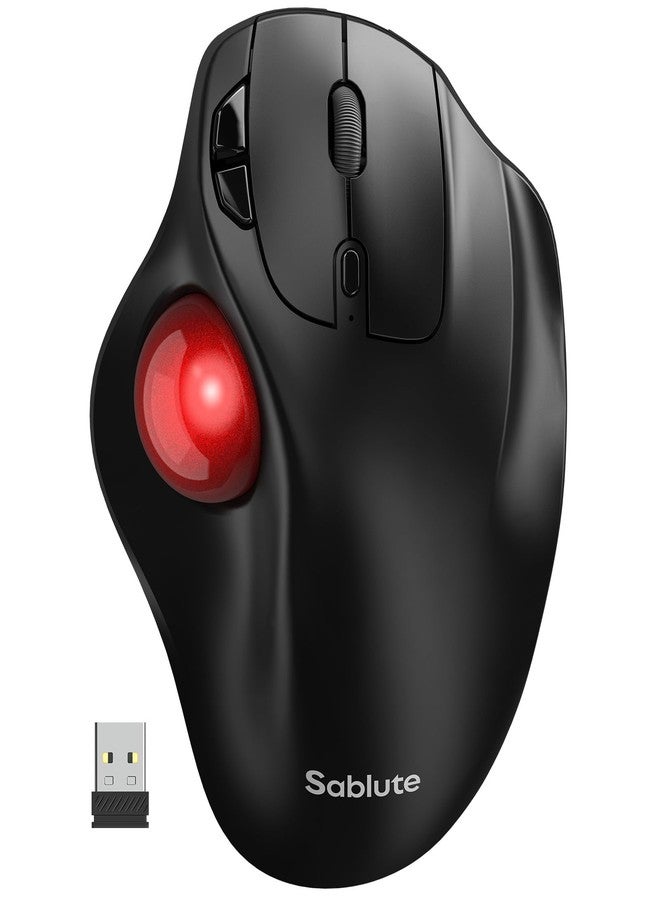 SABLUTE Wireless Trackball Mouse with 5-Level DPI, Ergonomic Mouse Wireless 2.4G Plug-and-Play for 3 Devices Black - Image 1