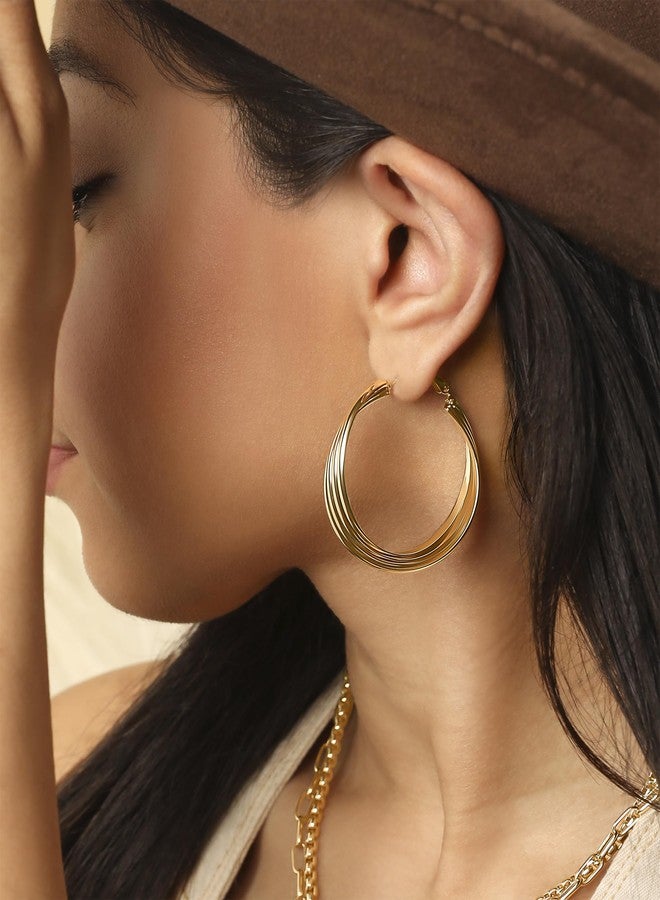 Jessica Simpson Womens Twisted Layered Hoop Earrings - Gold-Tone Medium Hoop Earrings - Image 2