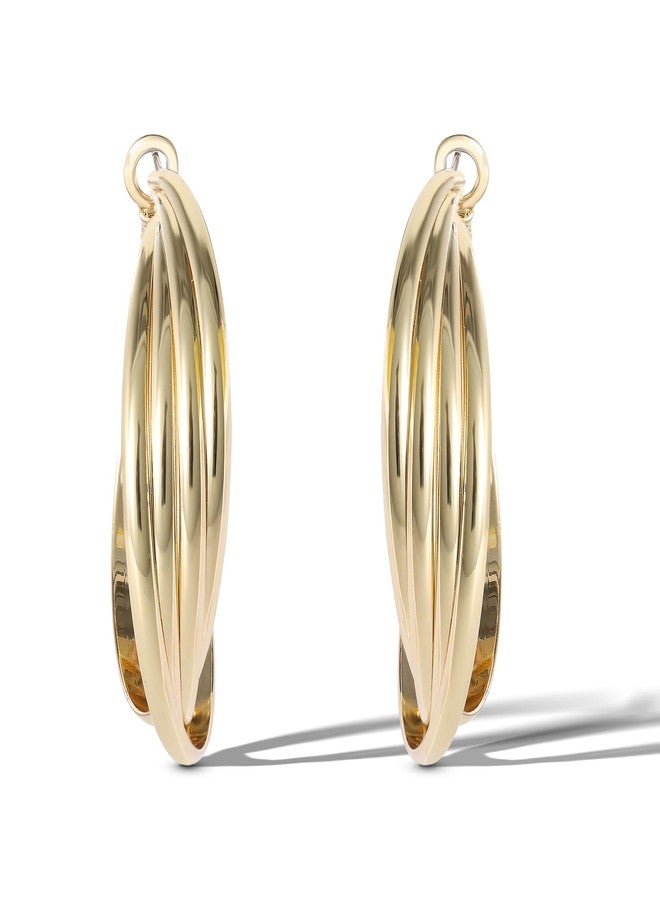 Jessica Simpson Womens Twisted Layered Hoop Earrings - Gold-Tone Medium Hoop Earrings - Image 5