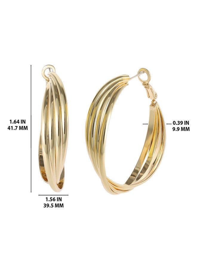 Jessica Simpson Womens Twisted Layered Hoop Earrings - Gold-Tone Medium Hoop Earrings - Image 4