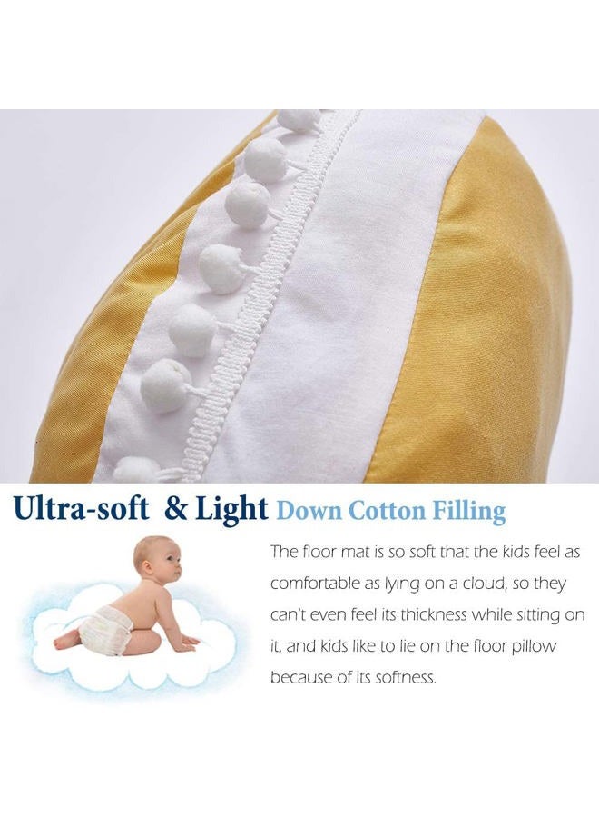 Kishome Large Floor Pillow Kids Round Floor Cushion Seating, 35 inches Big Circle Pillow, Round Floor Pillows Seating for Children, Oversized Mat for Reading Nook Teepee Playroom Nursery Canopy Yellow - Image 2