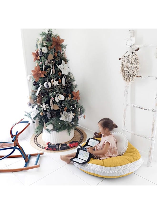 Kishome Large Floor Pillow Kids Round Floor Cushion Seating, 35 inches Big Circle Pillow, Round Floor Pillows Seating for Children, Oversized Mat for Reading Nook Teepee Playroom Nursery Canopy Yellow - Image 4