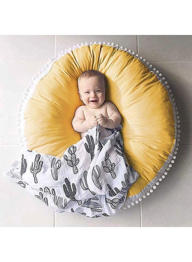 Kishome Large Floor Pillow Kids Round Floor Cushion Seating, 35 inches Big Circle Pillow, Round Floor Pillows Seating for Children, Oversized Mat for Reading Nook Teepee Playroom Nursery Canopy Yellow - Image 1
