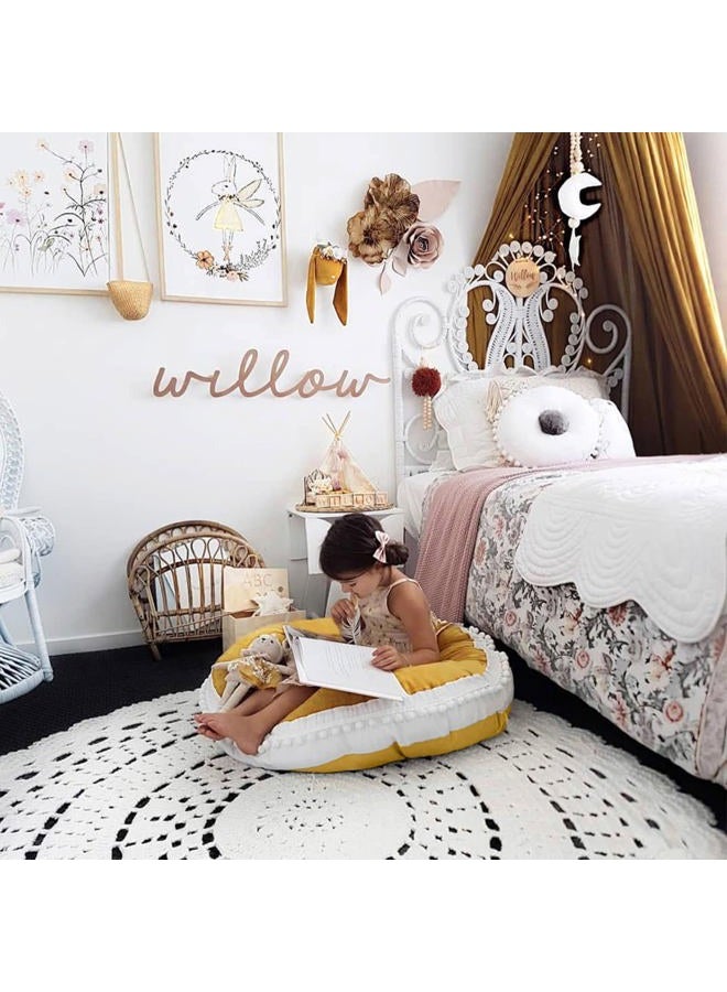 Kishome Large Floor Pillow Kids Round Floor Cushion Seating, 35 inches Big Circle Pillow, Round Floor Pillows Seating for Children, Oversized Mat for Reading Nook Teepee Playroom Nursery Canopy Yellow - Image 5