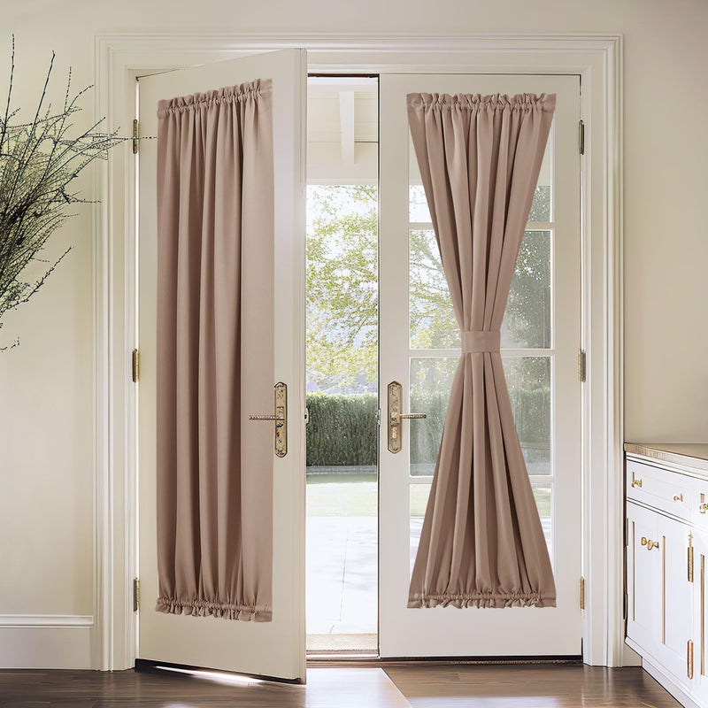 PONY DANCE Window Blackout Curtain  Premium Window DrapeDoor Panel for French Door Easy Installation Light Block Privacy Protect with Tieback 54 W by 72 L Coffee Brown 1PC