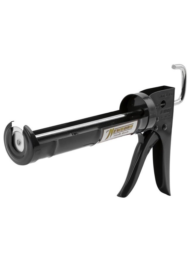 Super Ratchet Rod Cradle Caulk Gun, 1/10 Gallon Cartridge, 6:1 Thrust Ratio, Black