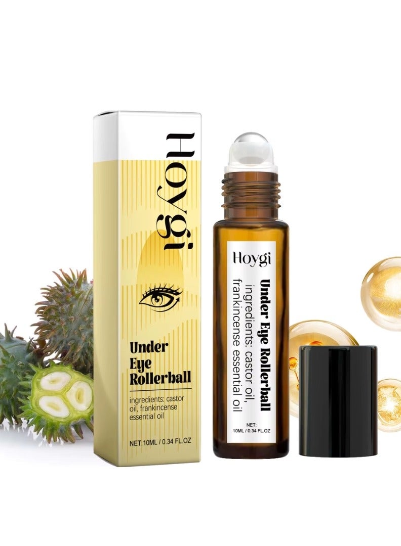 Hoygi Under Eye Rollerball Frankincense Essential Oil Eye Roller with Castor Oil for Dark Circles Puffy Eyes and Wrinkles, Anti Aging Eye Serum Eye Massage Care Relieve Eye Fatigue Massage Roller Ball Eye Cream - Image 1
