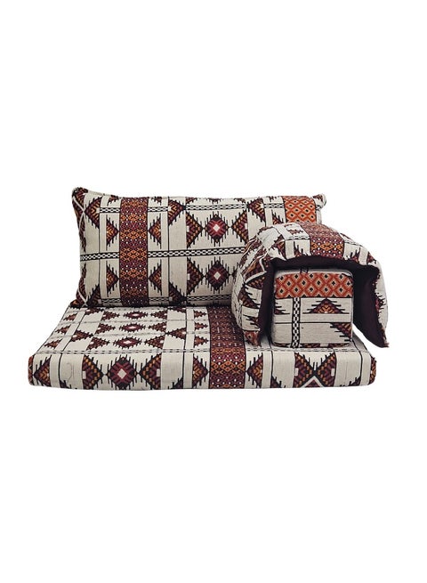 Luxury 4-in-1 Floor Seating Set - Heritage Arabic Majlis, Soft Velvet Fabric, 4-Piece Set | Arabic Decor | Indoor and Outdoor Seating - The set consists of a floor mattress, a wide backrest, a side armrest, and a side pillow. The set is suitable for all types of Majlis, tents, and indoor and outdoor seating