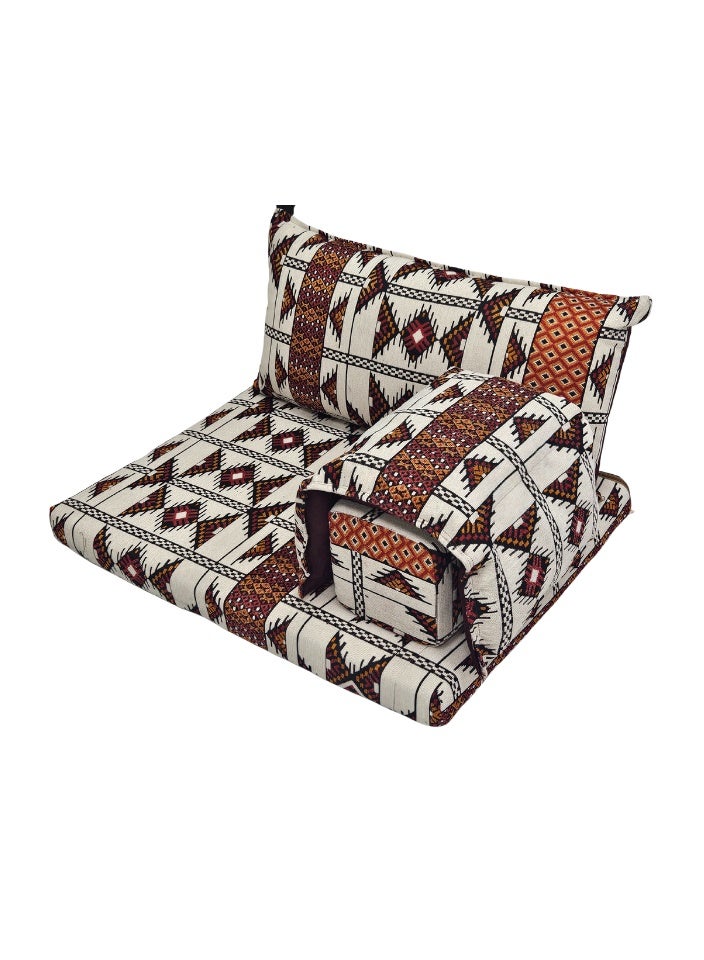 سمارت هوم طقم جلسة أرضية فاخر ٤ في ١ – مجلس عربي تراثي قماش مخمل ناعم، طقم ٤ قطع | ديكور عربي | جلسات خارجية وداخلية - الطقم يتكون من ( مرتبة أرضية و مسند ظهر عريض و ذراع جانبي و مخدة جانبية ) الطقم يناسب كل انواع المجالس والخيم والجلسات الداخلية والخارجية - Image 5