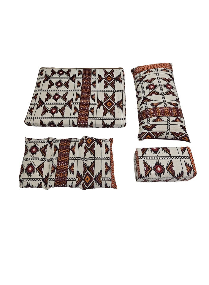 سمارت هوم طقم جلسة أرضية فاخر ٤ في ١ – مجلس عربي تراثي قماش مخمل ناعم، طقم ٤ قطع | ديكور عربي | جلسات خارجية وداخلية - الطقم يتكون من ( مرتبة أرضية و مسند ظهر عريض و ذراع جانبي و مخدة جانبية ) الطقم يناسب كل انواع المجالس والخيم والجلسات الداخلية والخارجية - Image 3